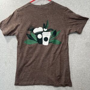 Starbucks Tee Small Brown Soft Fabric Graphic Print Logo By Next Level Apparel